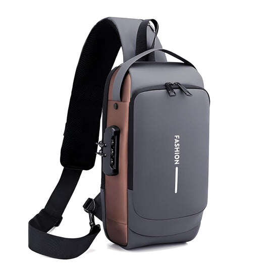 USB Charging Port, Messenger Bags, Casual Shoulder Bag... Colour:Grey Brow