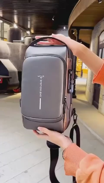 USB Charging Port, Messenger Bags, Casual Shoulder Bag... Colour:Grey Brow